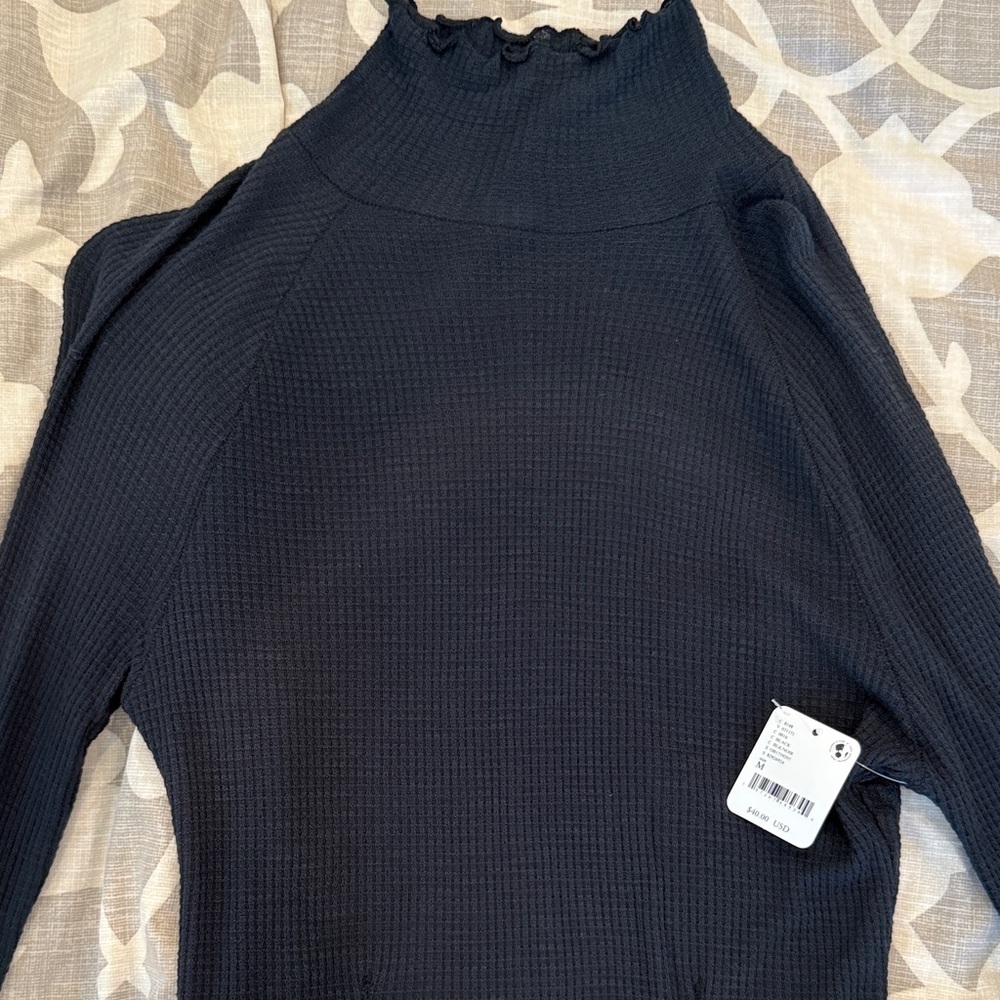 Free People Gray Textured Knit Sweater